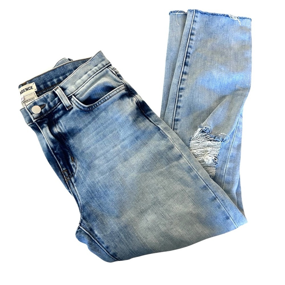 L'agence Light Blue Cropped Raw Hem Jeans Sz 27
